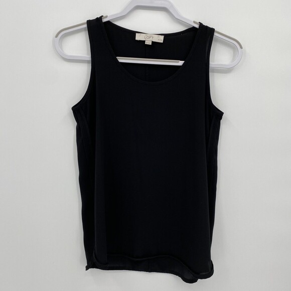 Ann Taylor Loft Women's Round Neck Sleeveless Tank Top Blouse Black Size XSP - Picture 1 of 9